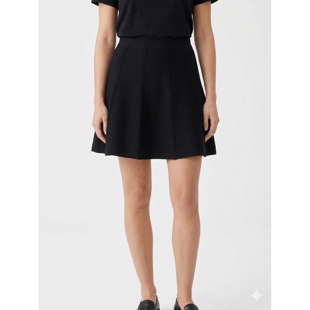Zara‎ Basic Collection A-Line Knit Skirt Seamed Solid Black Small Small